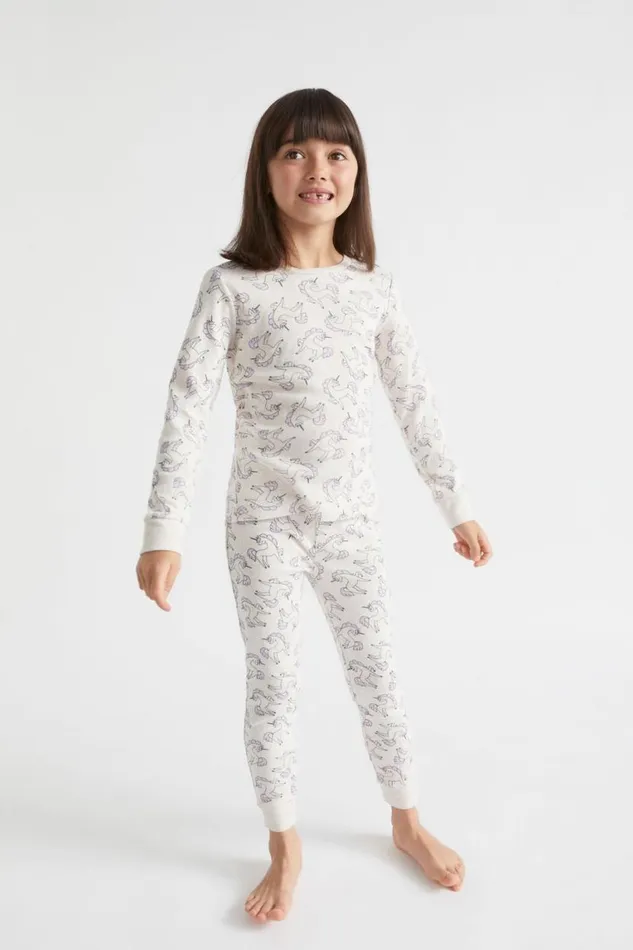 Seed Heritage Pyjamas and Sleepwear Unicorn Yardage Pyjama Oat Marle 8211 Girl
