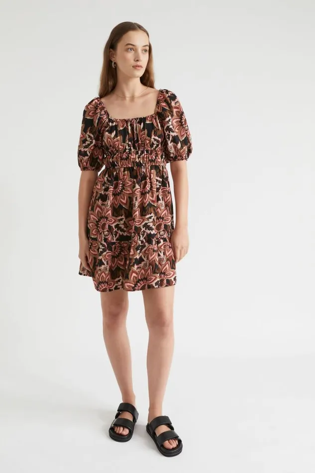 Seed Heritage Resort Puff Sleeve Mini Dress Vintage Floral 8211 Woman