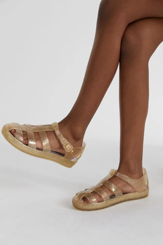 Seed Heritage Sandals and Slides Glitter Cage Jelly Sandal Gold 8211 Girl