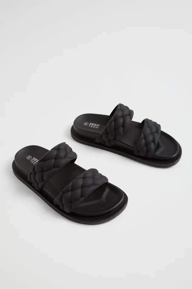 Seed Heritage Sandals and Slides Plait Rubber Slide Black 8211 Teen Girl Seed Heritage Sandals and Slides Plait Rubber Slide Black 8211 Teen Girl