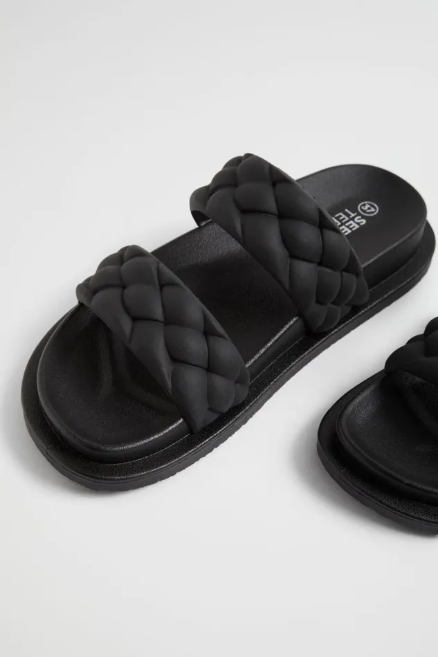 Seed Heritage Sandals and Slides Plait Rubber Slide Black 8211 Teen Girl Seed Heritage Sandals and Slides Plait Rubber Slide Black 8211 Teen Girl