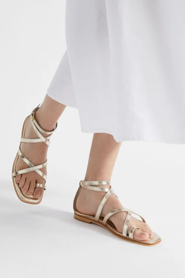 Seed Heritage Sandals and Thongs Addison Flat Sandal Soft Gold 8211 Woman