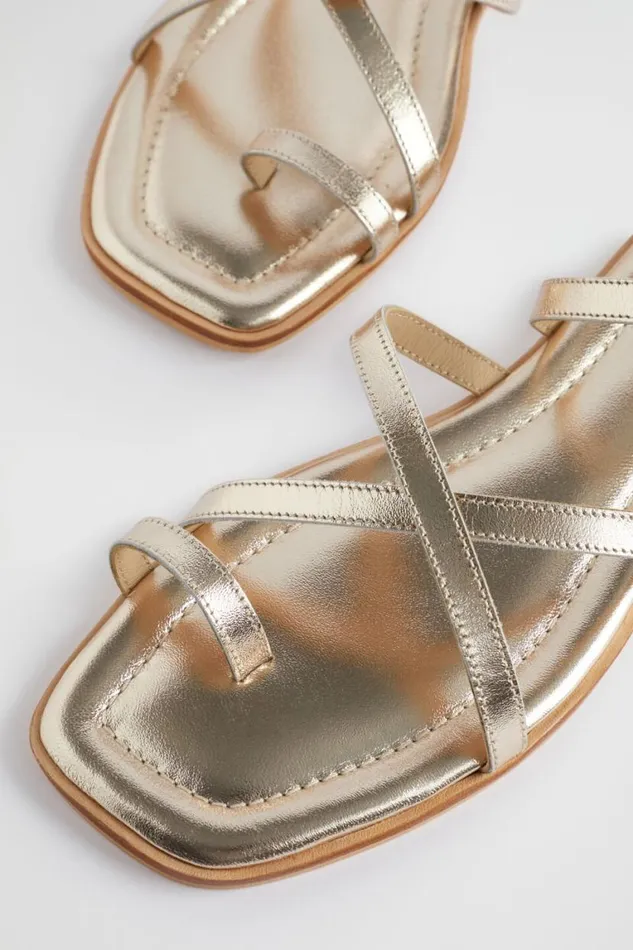 Seed Heritage Sandals and Thongs Addison Flat Sandal Soft Gold 8211 Woman