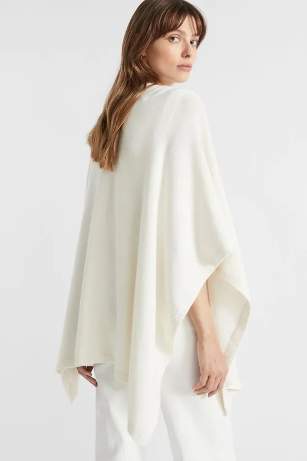 Seed Heritage Scarves and Kaftans Lightweight Rib Poncho Cloud Cream 8211 Woman