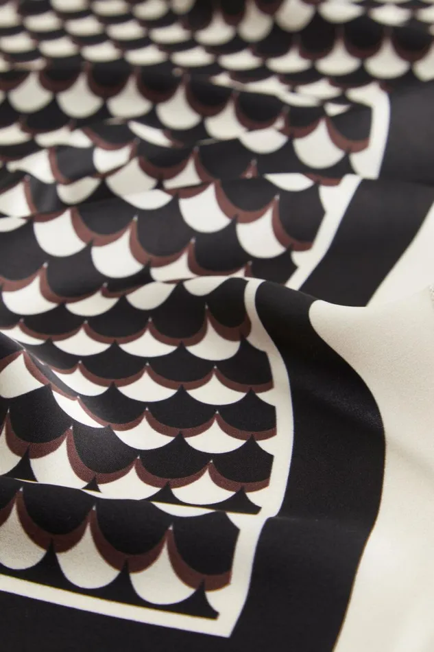 Seed Heritage Scarves and Kaftans Print Square Scarf Deep Raisin Geo 8211 Woman