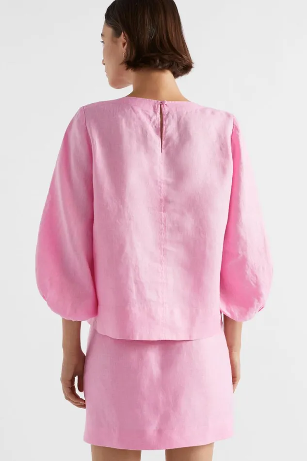 Seed Heritage Sets Core Linen Balloon Sleeve Top Pink Gin 8211 Woman