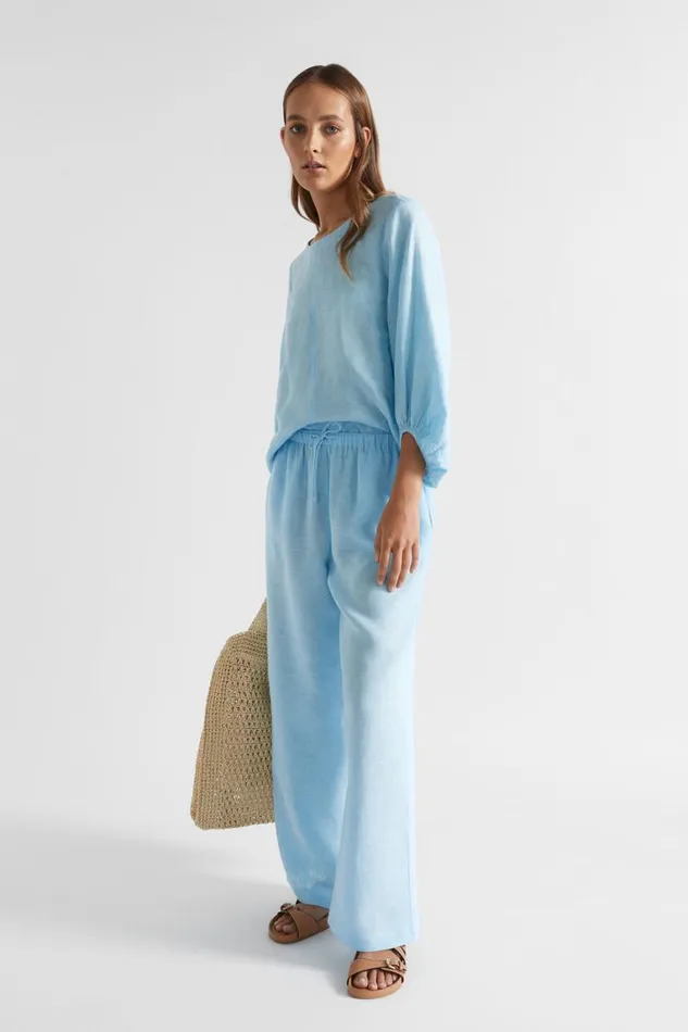 Seed Heritage Sets Core Linen Balloon Sleeve Top Shimmer Blue Crossdye 8211 Woman
