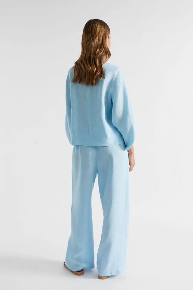 Seed Heritage Sets Core Linen Balloon Sleeve Top Shimmer Blue Crossdye 8211 Woman