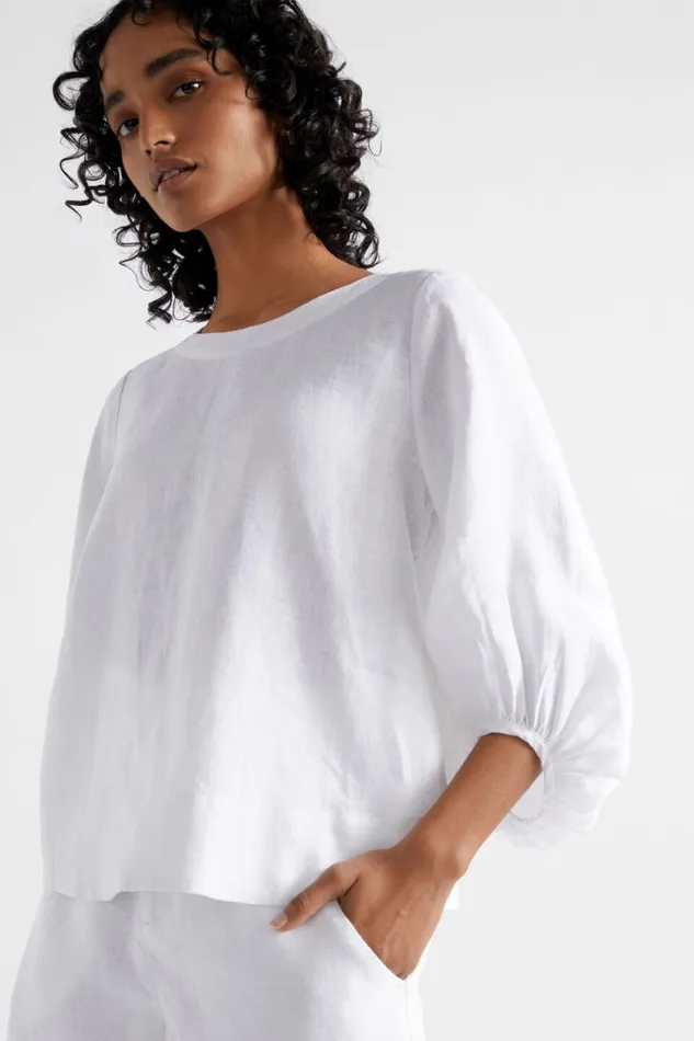 Seed Heritage Sets Core Linen Balloon Sleeve Top Whisper White 8211 Woman