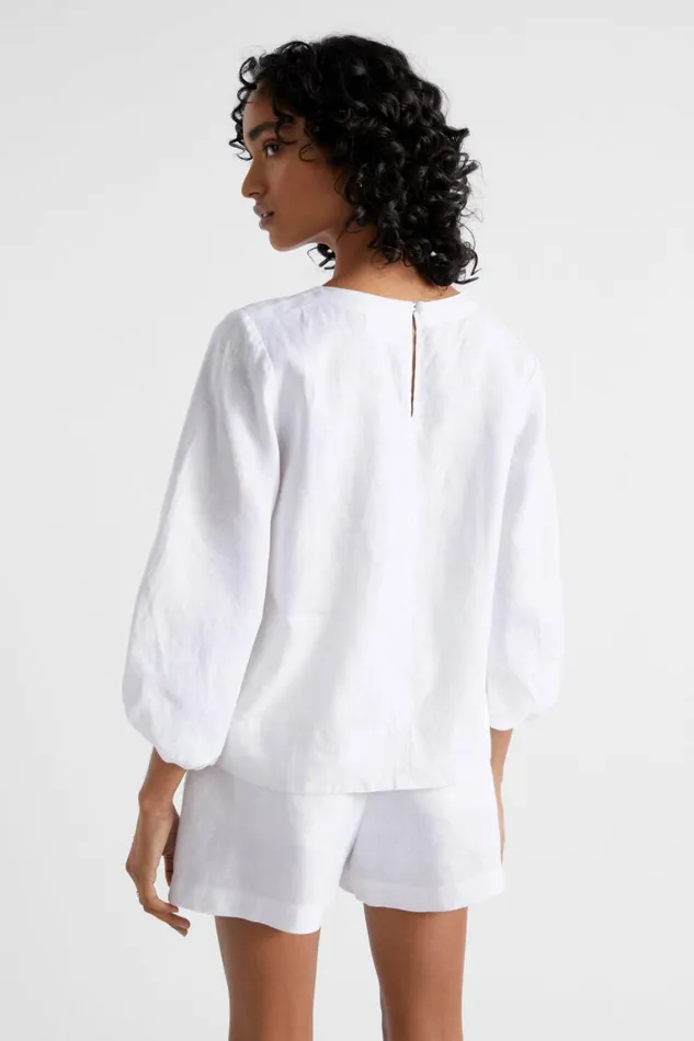 Seed Heritage Sets Core Linen Balloon Sleeve Top Whisper White 8211 Woman
