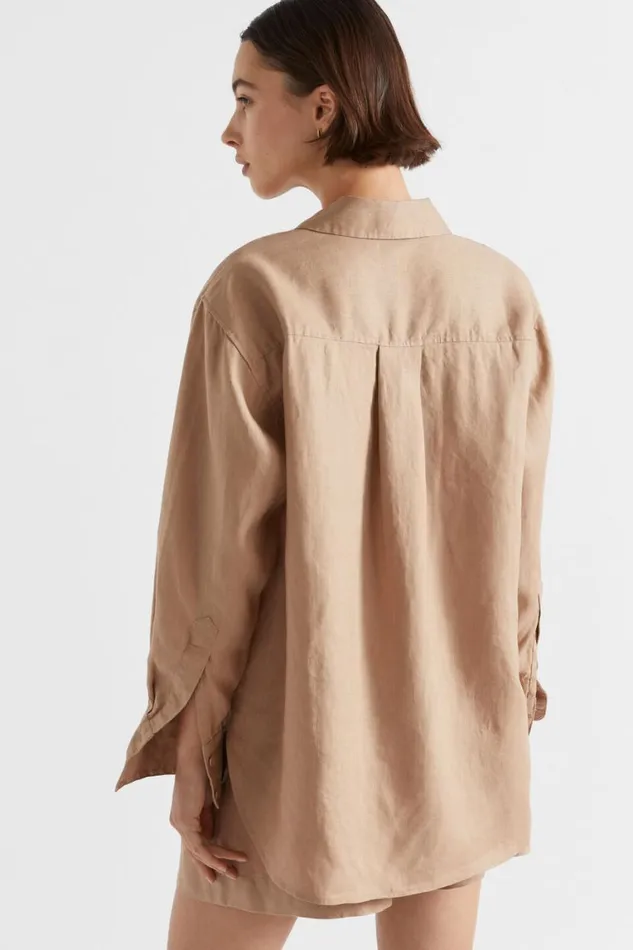 Seed Heritage Shirts Core Linen Boyfriend Shirt Barley 8211 Woman