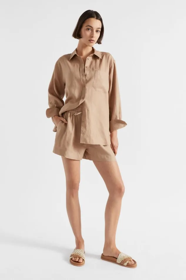 Seed Heritage Shirts Core Linen Boyfriend Shirt Barley 8211 Woman
