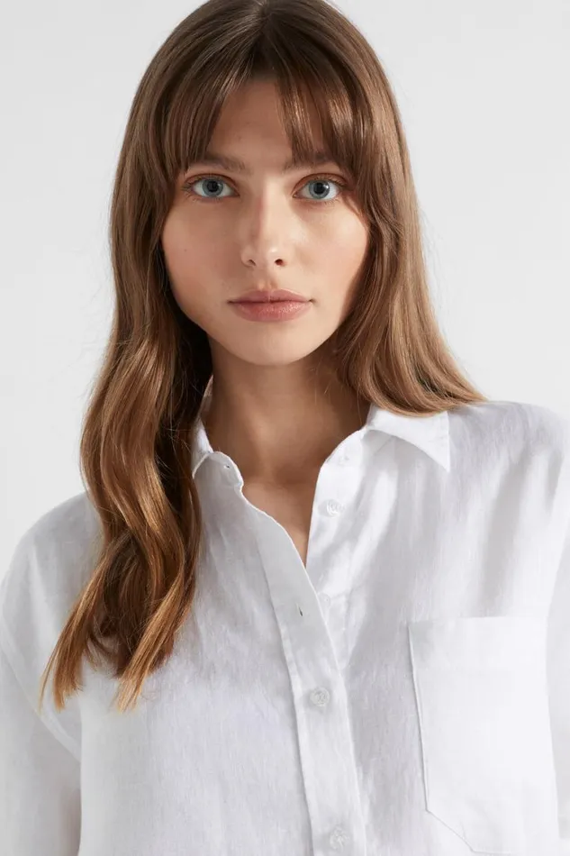 Seed Heritage Shirts Core Linen Boyfriend Shirt Whisper White 8211 Woman