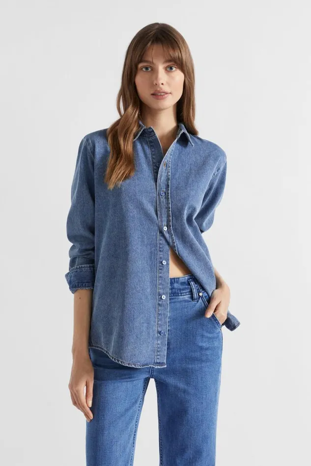 Seed Heritage Shirts Denim Button Down Shirt Ultramarine Wash 8211 Woman