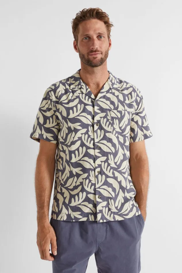 Seed Heritage Shirts Floral Resort Shirt Steel Blue Floral 8211 Man