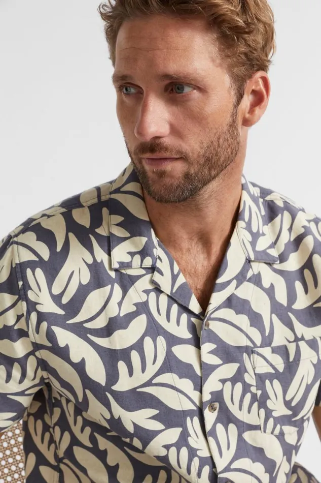 Seed Heritage Shirts Floral Resort Shirt Steel Blue Floral 8211 Man