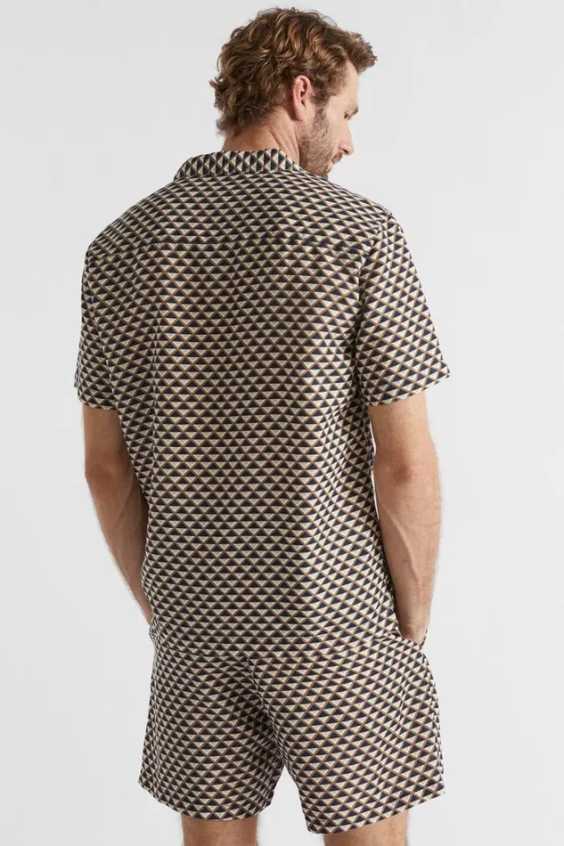 Seed Heritage Shirts Geo Resort Shirt Mocha Multi Geo 8211 Man
