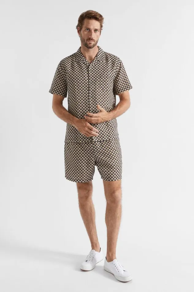 Seed Heritage Shirts Geo Resort Shirt Mocha Multi Geo 8211 Man