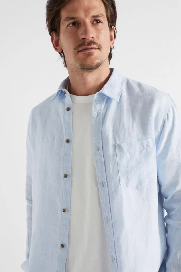 Seed Heritage Shirts Linen Shirt Light Blue Crossdye 8211 Man