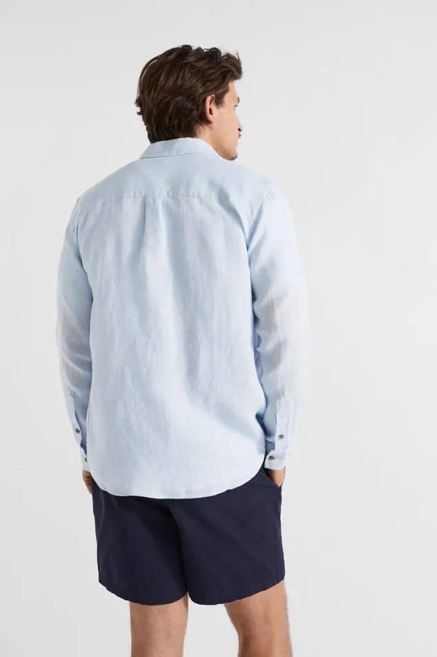 Seed Heritage Shirts Linen Shirt Light Blue Crossdye 8211 Man