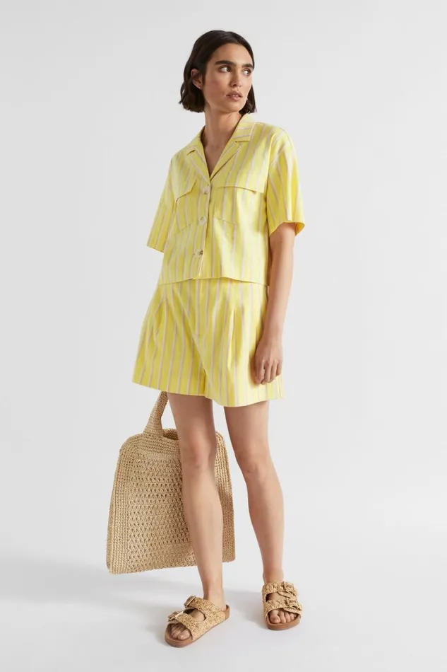 Seed Heritage Shirts Multi Stripe Overshirt Lemon Drop Stripe 8211 Woman