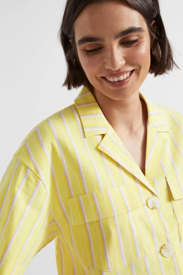 Seed Heritage Shirts Multi Stripe Overshirt Lemon Drop Stripe 8211 Woman