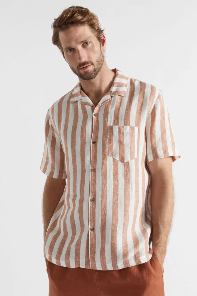 Seed Heritage Shirts Pool Stripe Linen Shirt Sierra Stripe 8211 Man