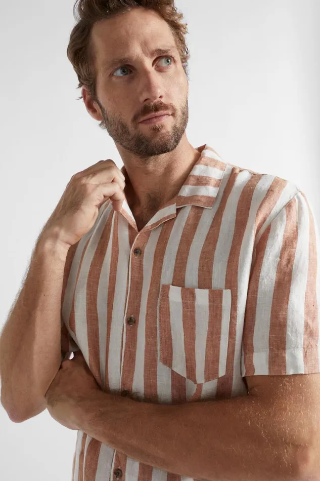 Seed Heritage Shirts Pool Stripe Linen Shirt Sierra Stripe 8211 Man
