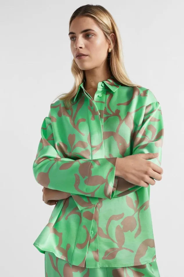 Seed Heritage Shirts Satin Floral Shirt Key Lime Floral 8211 Woman