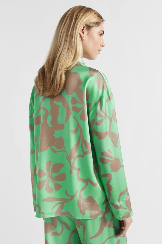 Seed Heritage Shirts Satin Floral Shirt Key Lime Floral 8211 Woman