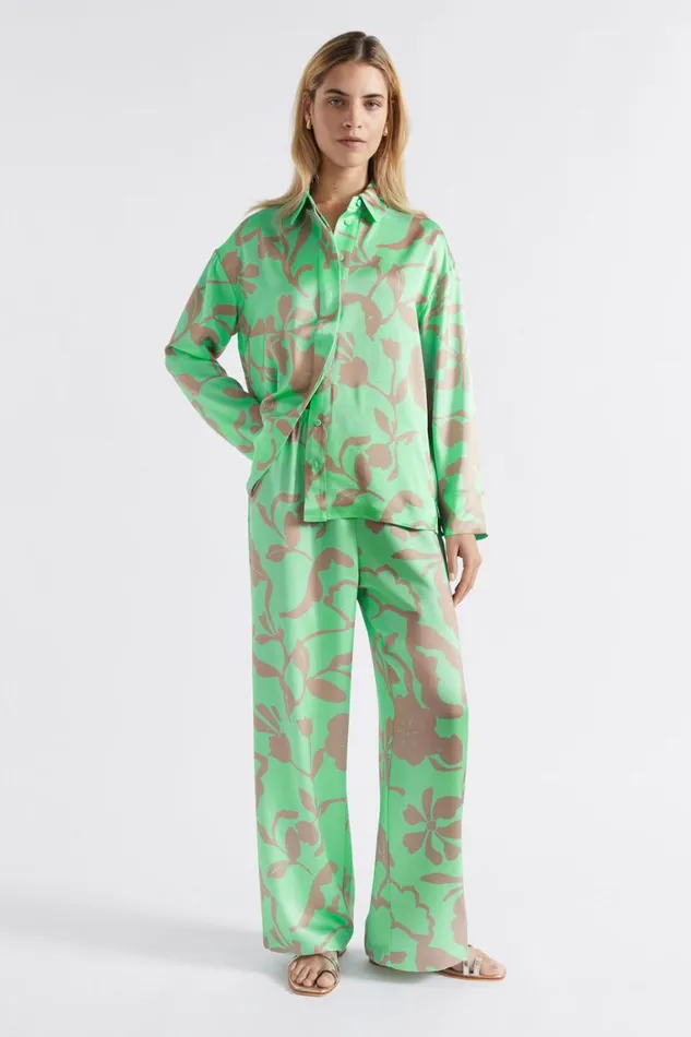 Seed Heritage Shirts Satin Floral Shirt Key Lime Floral 8211 Woman