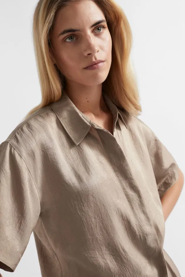 Seed Heritage Shirts Satin Short Sleeve Shirt Cookie 8211 Woman