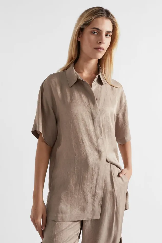 Seed Heritage Shirts Satin Short Sleeve Shirt Cookie 8211 Woman