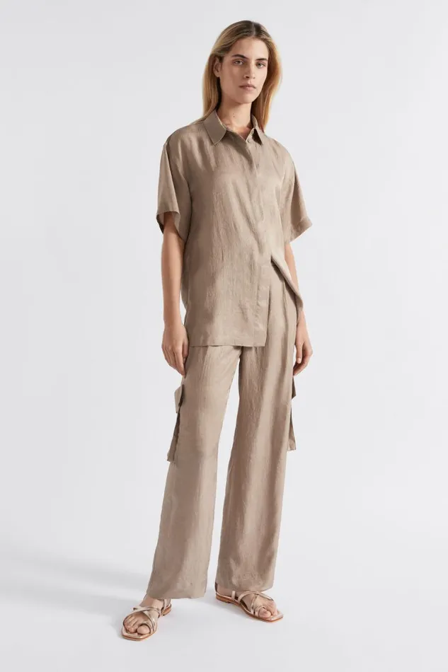 Seed Heritage Shirts Satin Short Sleeve Shirt Cookie 8211 Woman