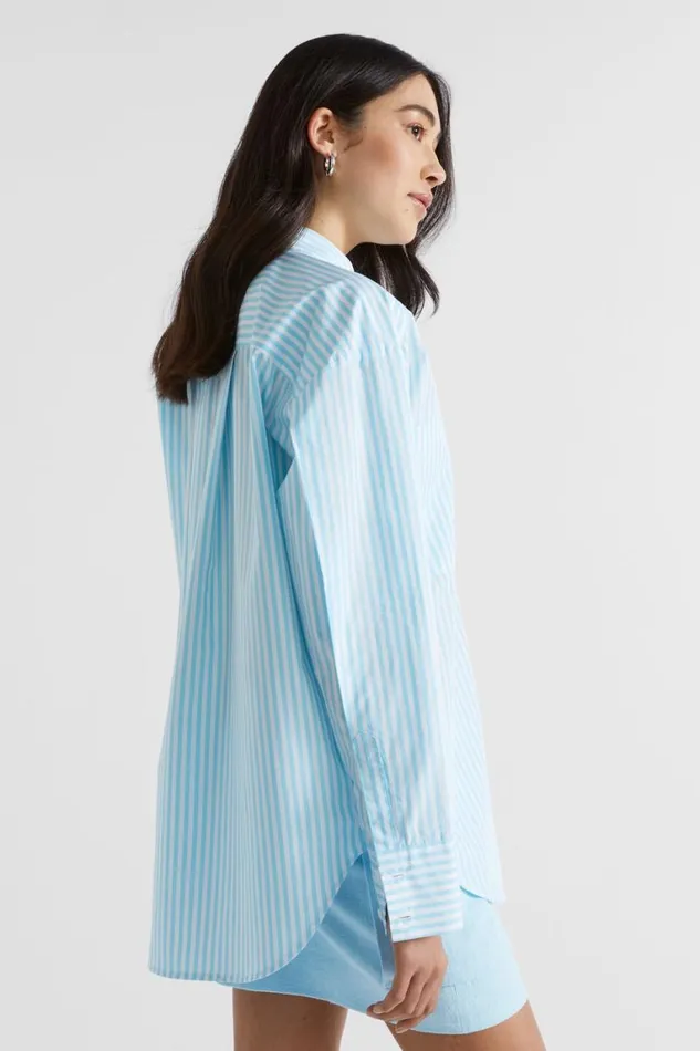 Seed Heritage Shirts Stripe Pocket Front Shirt Shimmer Blue Stripe 8211 Woman