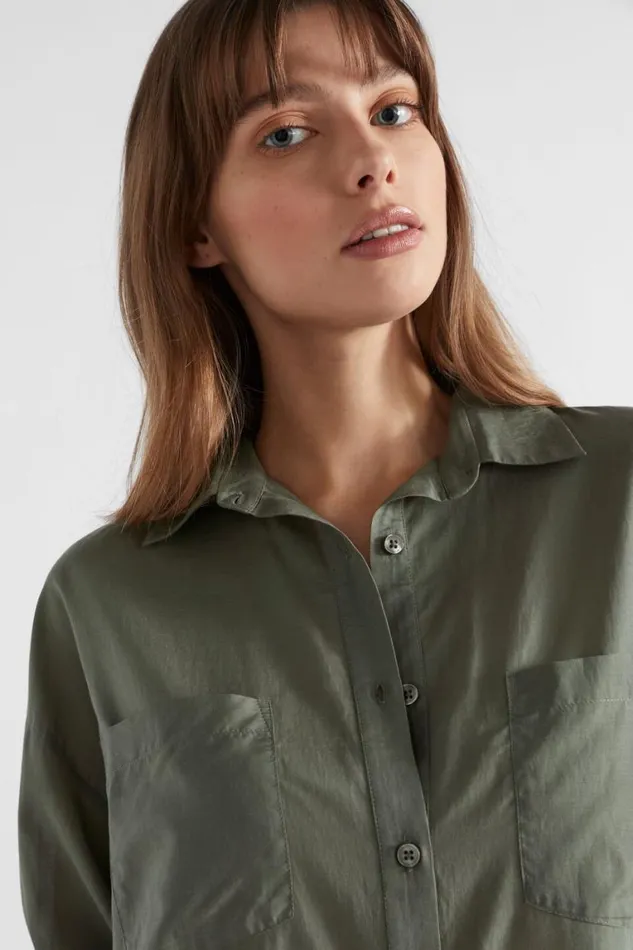 Seed Heritage Shirts Voile Relaxed Shirt Smokey Olive 8211 Woman