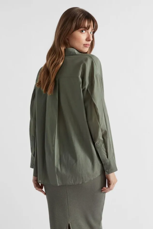 Seed Heritage Shirts Voile Relaxed Shirt Smokey Olive 8211 Woman