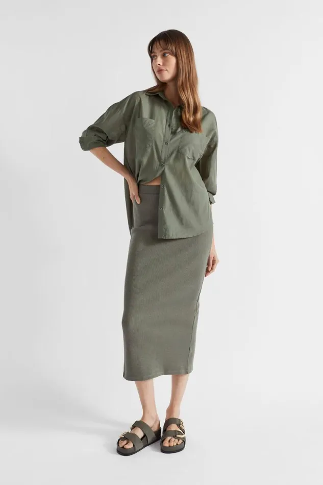 Seed Heritage Shirts Voile Relaxed Shirt Smokey Olive 8211 Woman