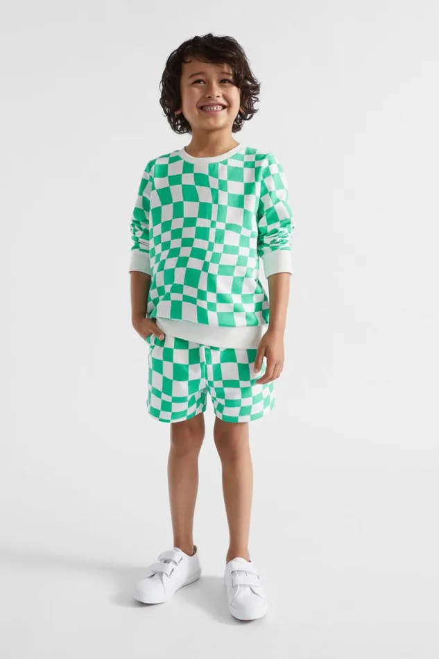 Seed Heritage Shorts Checkerboard Track Short Jade Green 8211 Boy