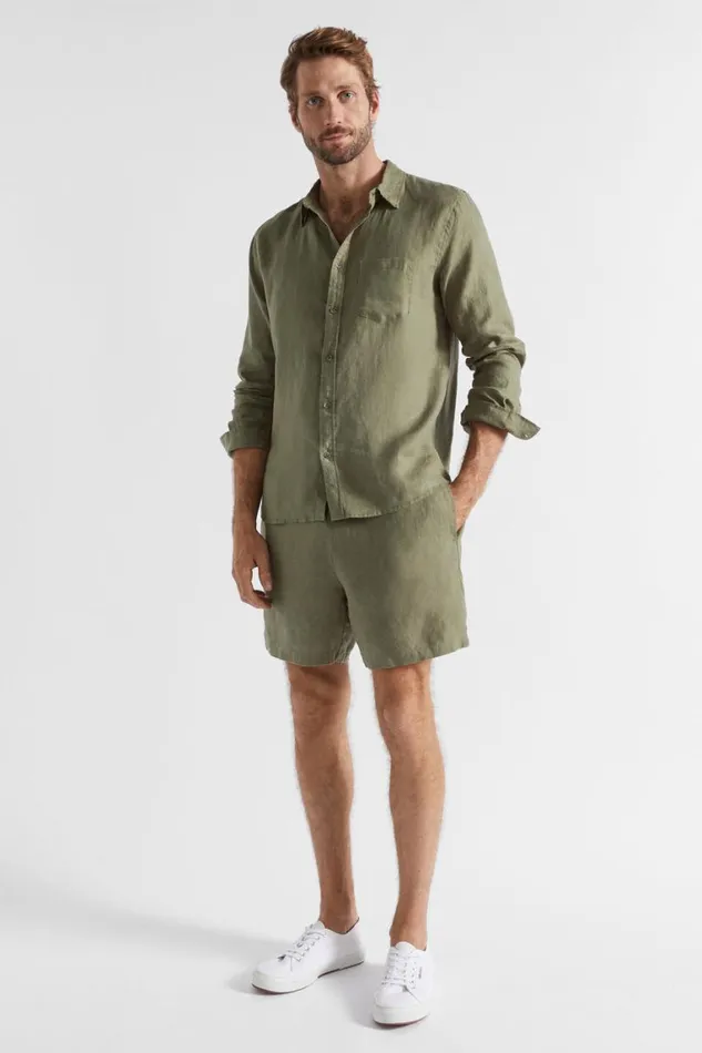 Seed Heritage Shorts Linen Short Bay Leaf 8211 Man