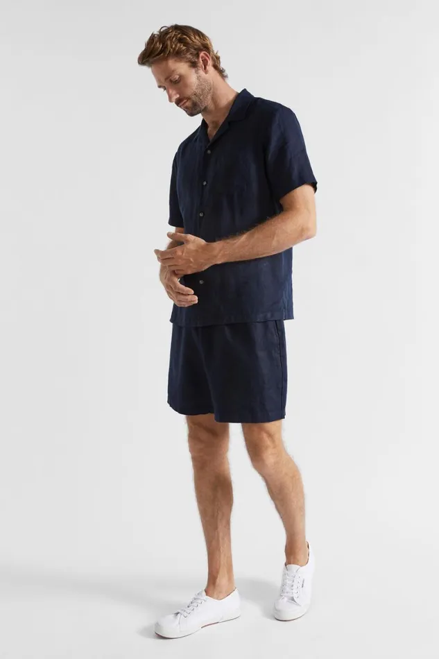 Seed Heritage Shorts Linen Short Midnight Blue 8211 Man