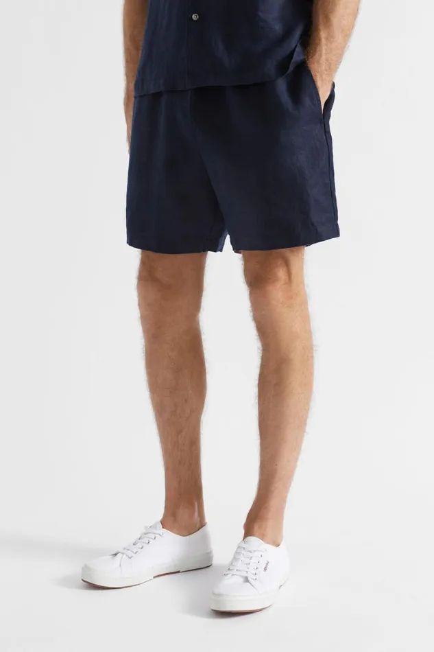 Seed Heritage Shorts Linen Short Midnight Blue 8211 Man