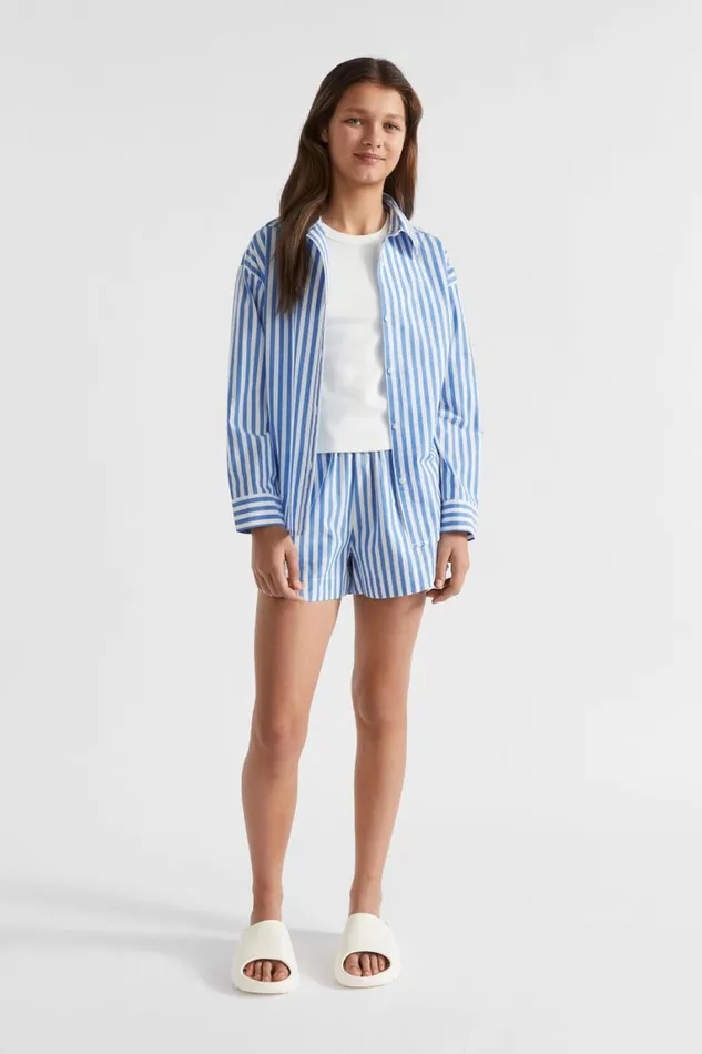 Seed Heritage Shorts Stripe Short Azure Blue 8211 Teen Girl
