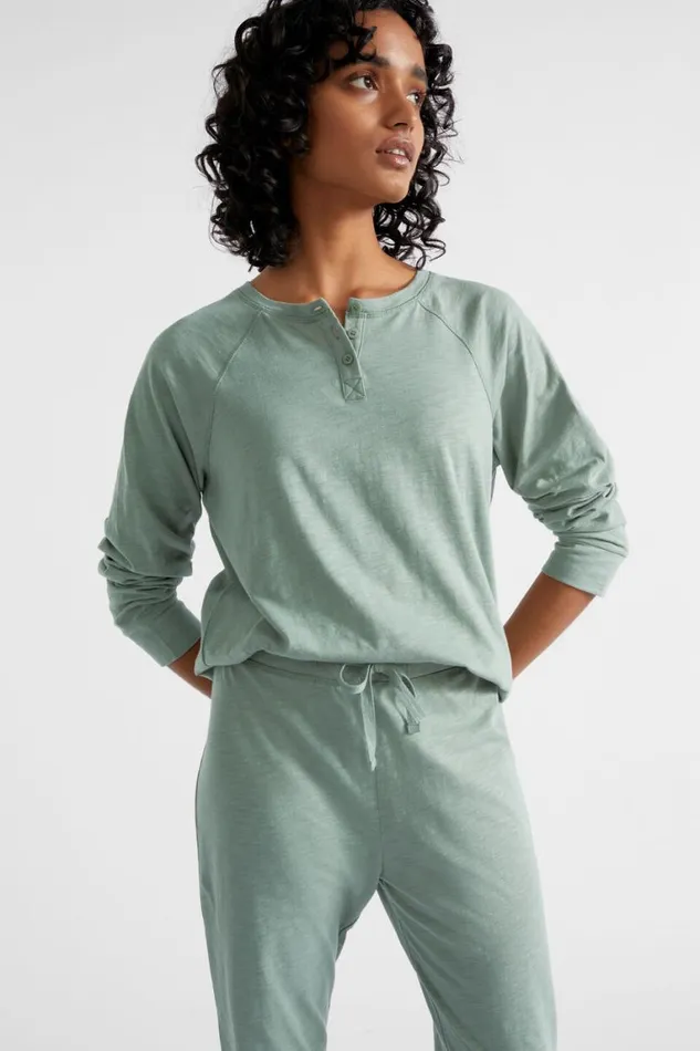 Seed Heritage Sleepwear Raglan Long Sleeve PJ Pant Set Sage Green 8211 Woman