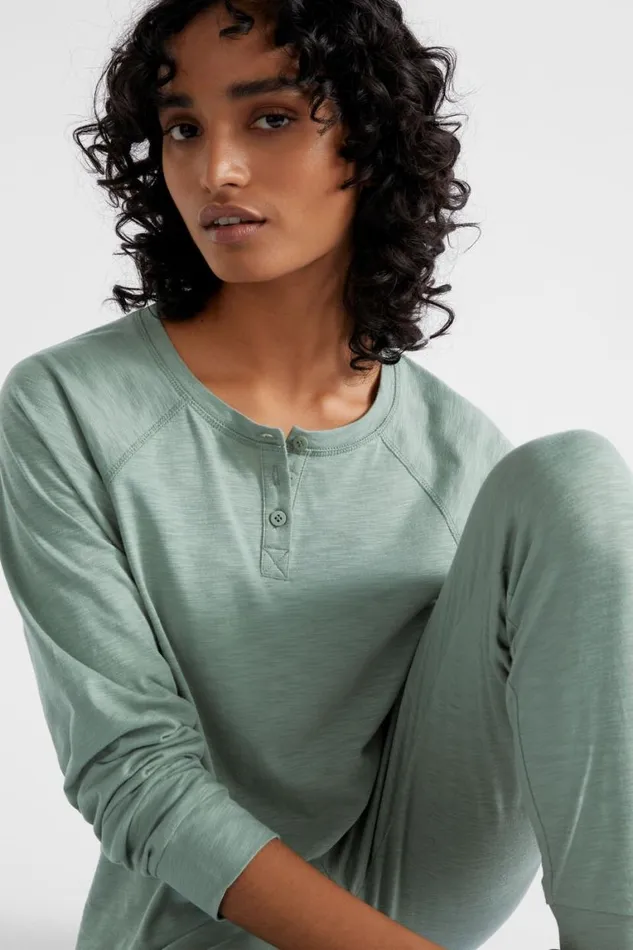 Seed Heritage Sleepwear Raglan Long Sleeve PJ Pant Set Sage Green 8211 Woman
