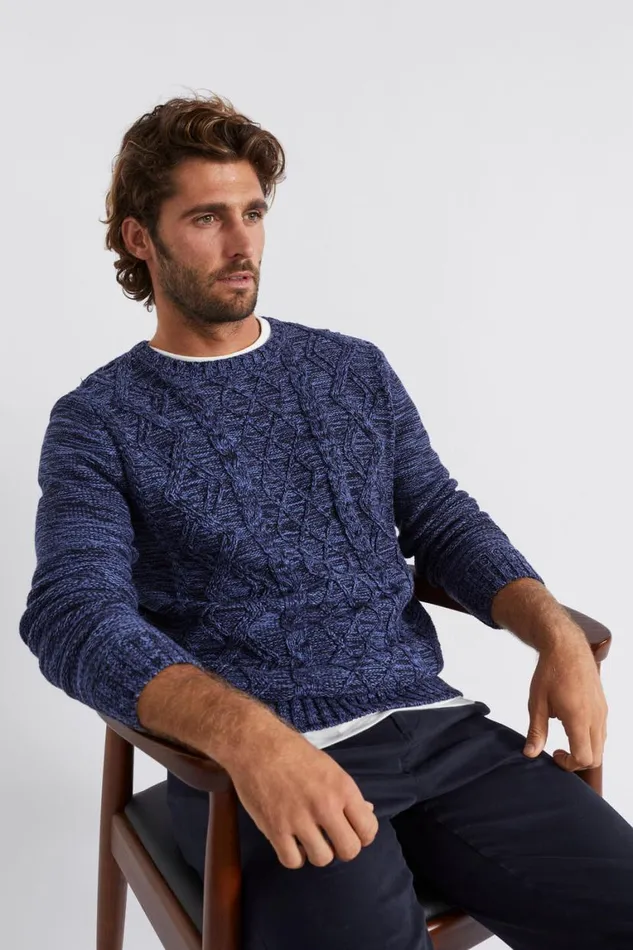 Seed Heritage TShirts and Sweaters Cable Knit Sweater Midnight Blue 8211 Man Seed Heritage TShirts and Sweaters Cable Knit Sweater Midnight Blue 8211 Man