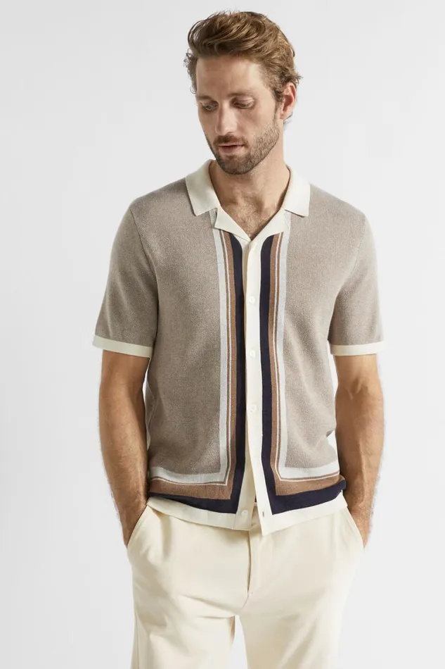Seed Heritage TShirts and Sweaters Knitted Polo Shirt Mocha Multi 8211 Man Seed Heritage TShirts and Sweaters Knitted Polo Shirt Mocha Multi 8211 Man