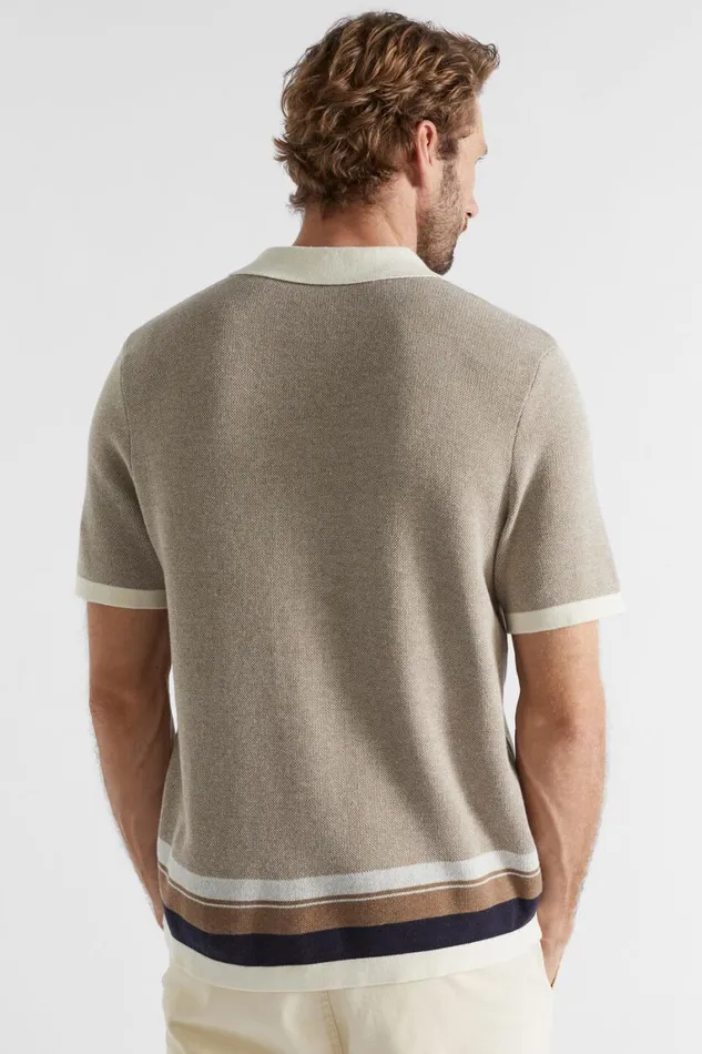 Seed Heritage TShirts and Sweaters Knitted Polo Shirt Mocha Multi 8211 Man