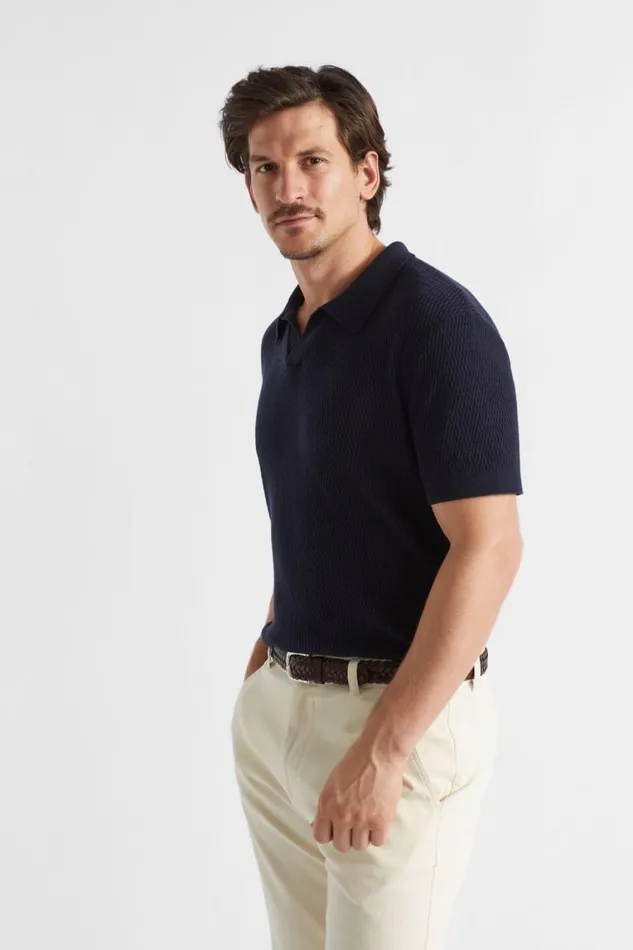 Seed Heritage TShirts and Sweaters Knitted Trophy Polo Midnight Blue 8211 Man Seed Heritage TShirts and Sweaters Knitted Trophy Polo Midnight Blue 8211 Man