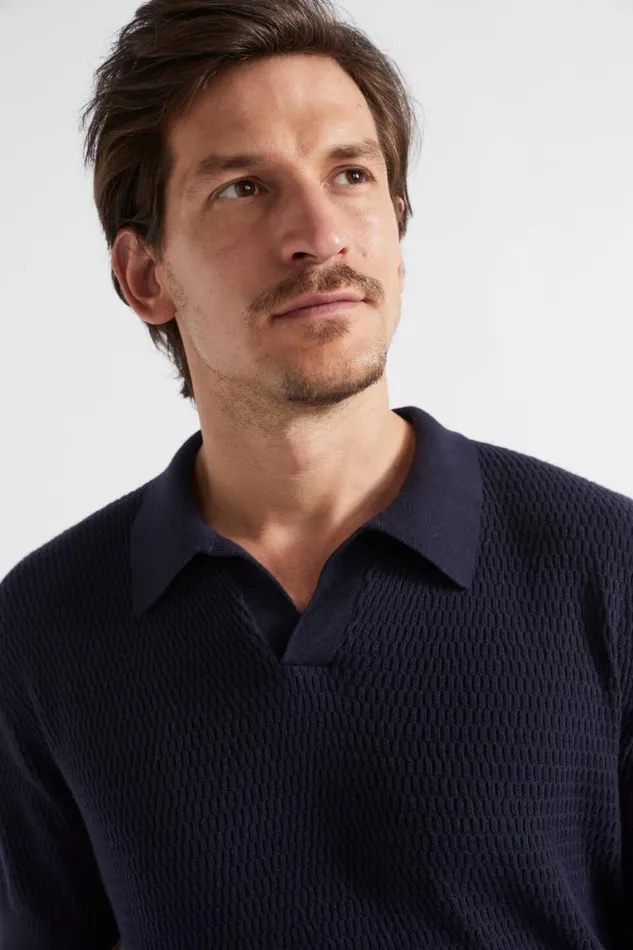 Seed Heritage TShirts and Sweaters Knitted Trophy Polo Midnight Blue 8211 Man